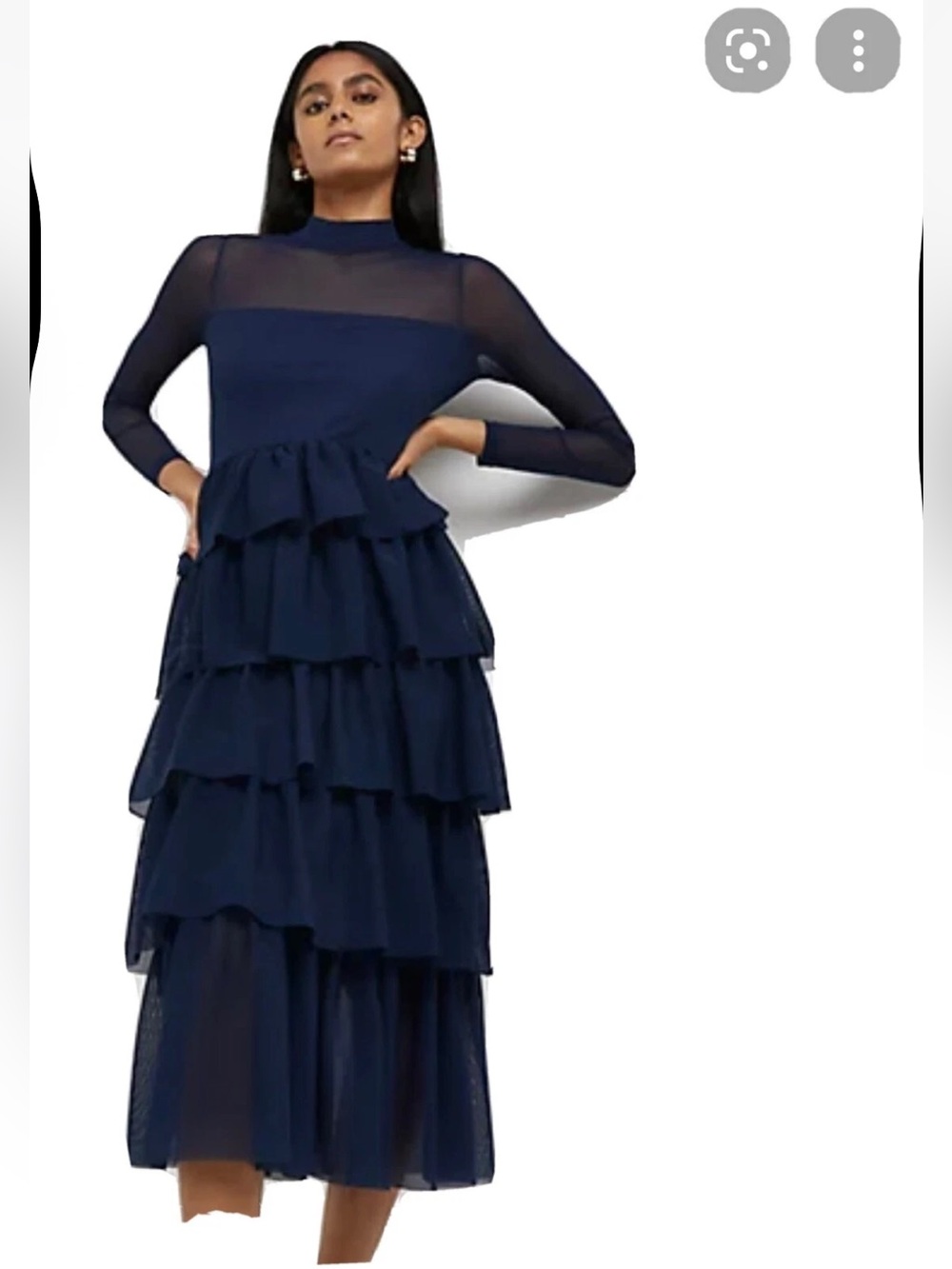 River Island Tiered Ruffle Midi Dress with Sheer Long Sleeves and Top- worn once